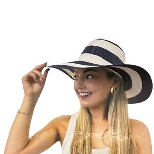 NWOT Serra Beach Hat Sun Hat Wide Brim Black Tan